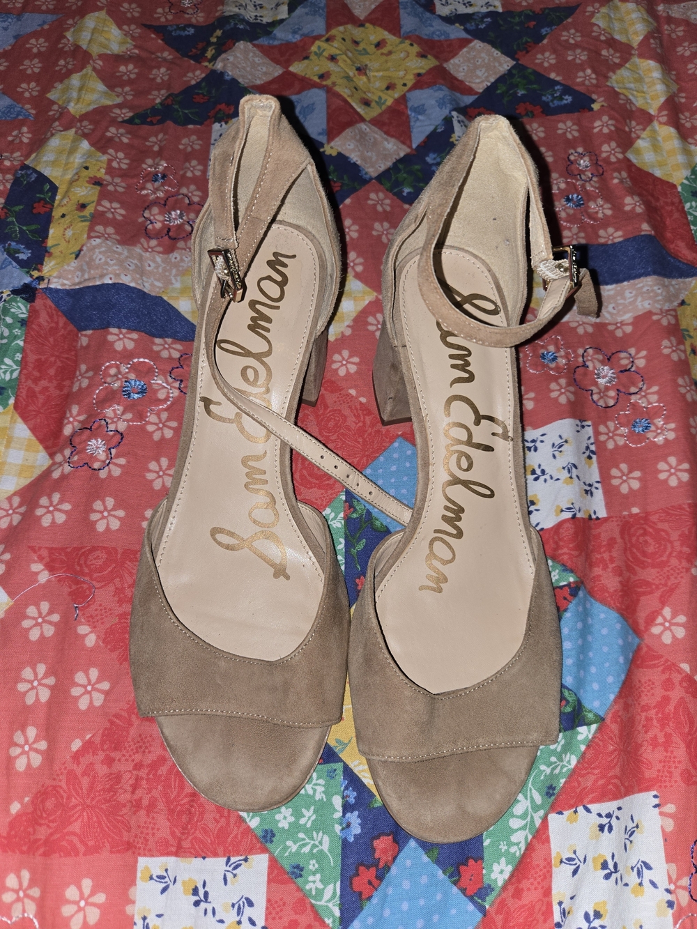 Sam Edelman Tan Suede Block Heel Sandals